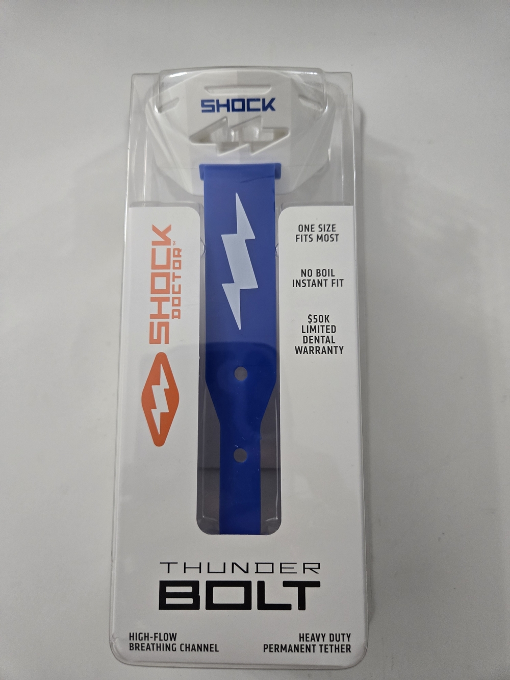 Shock Doctor Thunder Bolt Lip Guard Mouthguard Blue Football One Size New